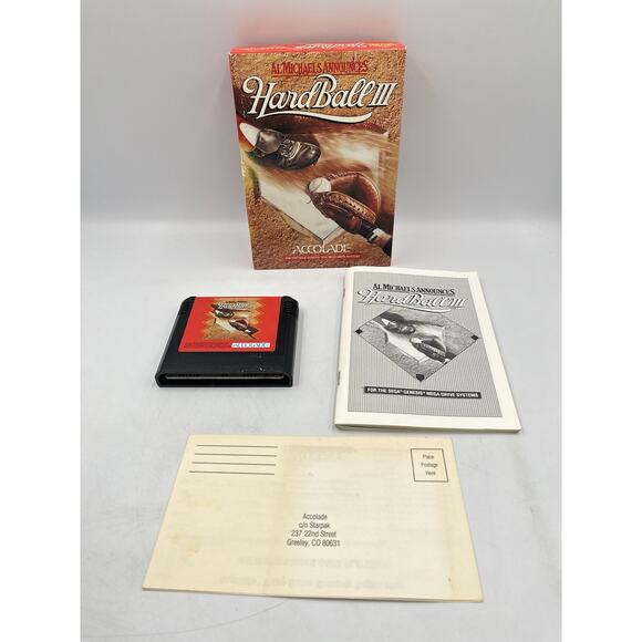 Hard Ball 3 - Al Michaels Announces (Sega Genesis, 1993) Box, Game, Manual, Reg - Picture 1 of 15
